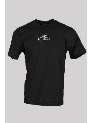 Paul & Shark  Erkek Marka Logolu Pamuklu Normal Kalıp Günlük Siyah T-Shirt 24411061-011