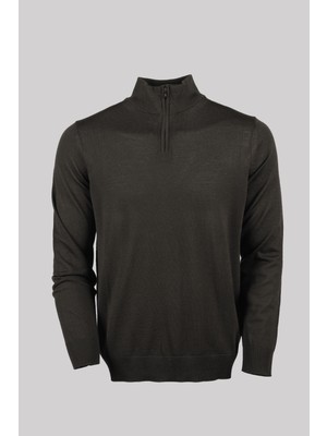 Emporio Armani Erkek Marka Logo Detaylı Dik Yaka Fermuar Kapamalı Siyah Kazak 8N1MUX 1MJXZ-05A6