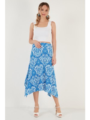 Lela Desenli Dar Kesim Asimetrik Midi Etek Bayan Etek 5865621