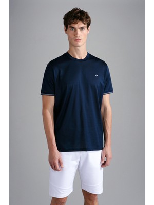 Paul & Shark  Erkek Marka Logolu Pamuklu Normal Kalıp Günlük Lacivert T-Shirt 24411015-013