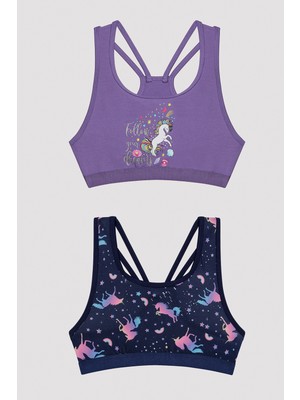 Penti Kız Çocuk Colorful Unicorn 2'li Spor Üst Nefes Alabilir Özellikte Renkli Tasarım