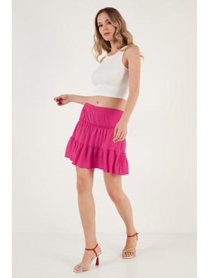 Lela Beli Lastikli Mini Şort Etek Bayan Şort Etek 5865038