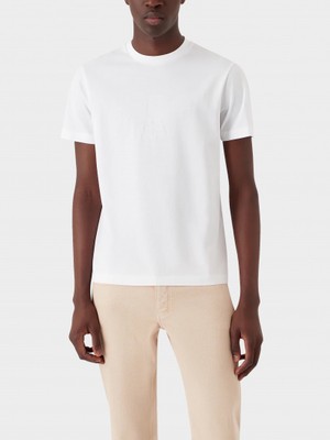 Erkek Pamuklu Marka Logolu Yuvarlak Yaka Beyaz1 T-Shirt 8N1TD2 1JGYZ-0147