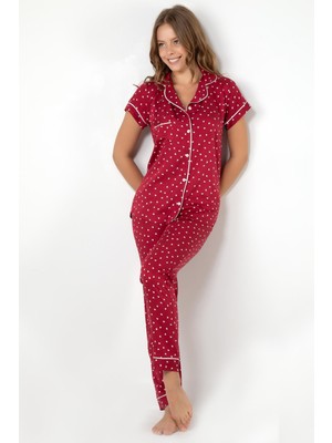 Doremi Burgundy Heart Kısa Kollu Pijama Takımı