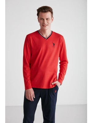 U.S. Polo Assn. Uzun Kol V Yaka Erkek Pijama Takım 18752