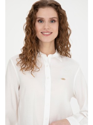 U.s. Polo Assn. Kadın Beyaz Gömlek Desenli 50271862-VR013