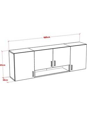 Mobideko Milo Üst Modül Mutfak Dolabı 160 cm