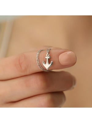 Nox Jewelry 925 Ayar Gümüş Deniz Çapası Kolye