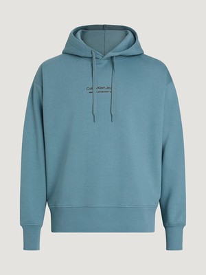 Erkek Marka Logolu Pamuklu Normal Kalıp Günlük Mavi Sweatshirt J30J324629-CFQ