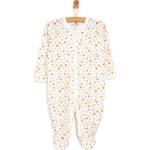 HelloBaby Yenidoğan Kalpli  Çıtçıtlı Patikli Tulum Kız Bebek