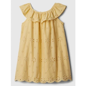 Kız Bebek Sarı Dantel Detaylı Fırfırlı Elbise
