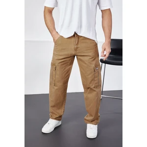Little Cup Jeans Co  Erkek Camel Baggy Fit Rahat Kalıp Kargo Pantolon