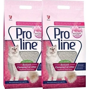 Pro Line Süper Topaklanan Bebek Pudrası Kokulu Bentonit Kedi Kumu 5LT*2ADET