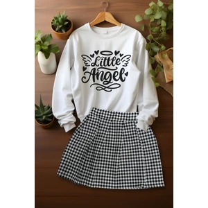 Ada Bebek Çocuk Tarz Ekose Etek Little Angels Sweat Etek Alt Üst Takım