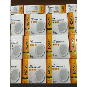Novo6 Watt LED Spota Uyumlu 7WATT LED Spot Beyaz Kasa Sarı Işık ( 3000K ) (Delik Çapı 8 Cm)