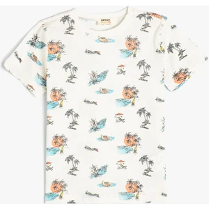 Tişört Kısa Kollu Yaz Temalı Bisiklet Yaka Pamuklu