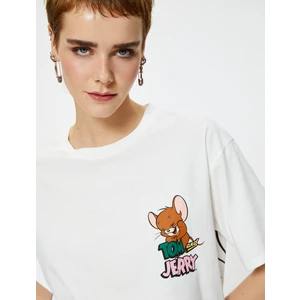 Tom Ve Jerry Tişört Lisanslı Arkası Baskılı Kısa Kollu Bisiklet Yaka Pamuklu