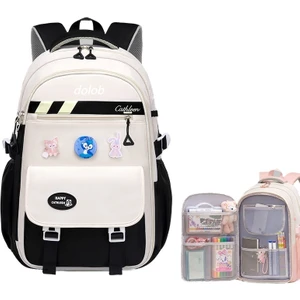 2024 Yeni Japon Tarzı Ortaokul ve Lise Kız Ilköğretim Okulu Altıncı Sınıf Kontrast Renkli Sırt Çantası Tembel Tarzı Kız Okul Çantası (Yurt Dışından)