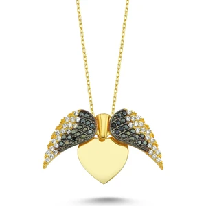 Takı Dükkanı Aşkın Kanatları Gümüş Kalp Kolye