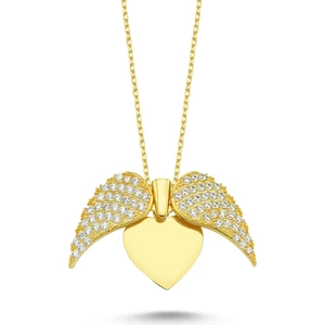 Takı Dükkanı Aşkın Kanatları Gümüş Kalp Kolye İsimli Kolye WSN149U