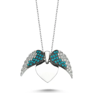 Takı Dükkanı Aşkın Kanatları Gümüş Kalp Kolye İsimli Kolye WSN149U
