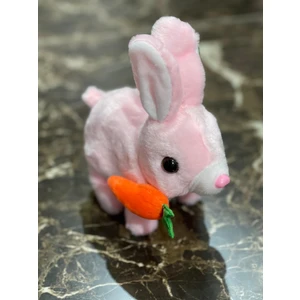 Newayer Elektronik Pilli Sesli Zıplayan Hareketli Tavuçlu Pembe Peluş Tavşan 18X17 cm