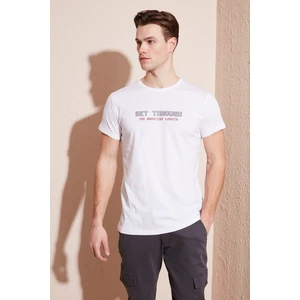 Basklı Bisiklet Yaka % 100 Pamuklu Slim Fit T Shirt Erkek T Shirt 541GET