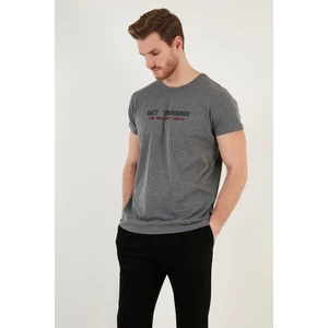 Basklı Bisiklet Yaka % 100 Pamuklu Slim Fit T Shirt Erkek T Shirt 541GET