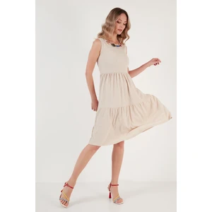 Kolye Detaylı Rahat Kesim Kolsuz Midi Elbise Bayan Elbise 5865099