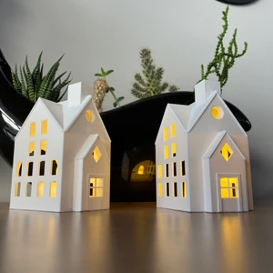 Root Made Kış Evleri 2'li Set Dekoratif Noel Evleri Tealight Mumluk