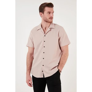 Regular Fit Apaş Yaka Kısa Kollu Gömlek Erkek Gömlek CF24S117927