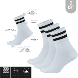 Kral Socks  Erkek Kadın (3 Çift) Çizgili Kolej Tenis Çorabı Pamuklu Terletmez Çorap