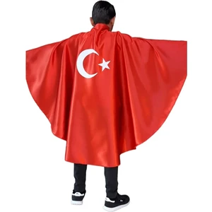 23 Nisan Özel Türk Bayraklı Kırmızı Gösteri Pelerini