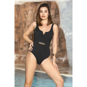 Kadın Siyah Zincir Kemer Aksesuarlı Yüzücü Mayo HZL24S-AR1881