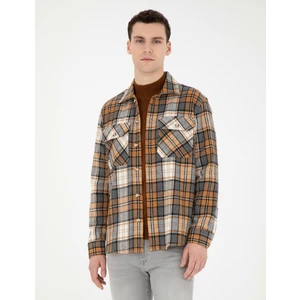 Pierre Cardin Erkek Açık Kahverengi Oduncu Oversize Uzun Kollu Gömlek 50275763-VR002