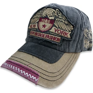 Şapka Market Newyork Vintage Siyah Bej Beyzbol Şapka