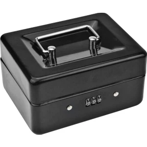 Kilitli Saklama Tepsili Dayanıklı Metal Para Kutusu - Şifreli Kilitli Küçük Para Kutusu 15 x 12 x 7,7 cm (Siyah) (Yurt Dışından)
