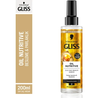 Schwarzkopf Gliss Oil Nutritive Besleme & Parlaklık Sıvı Saç Bakım Kremi 200