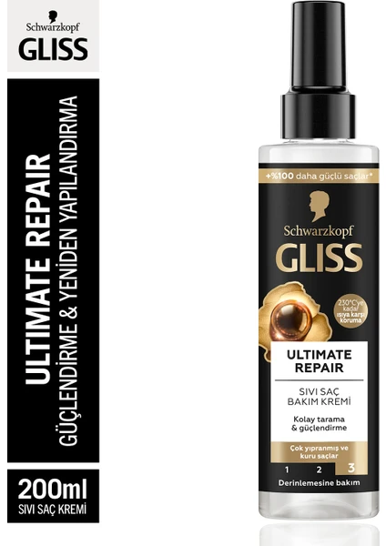 Schwarzkopf Gliss Ultimate Repair Güçlendirme & Yeniden Yapılandırma Sıvı Saç Bakım Kremi 200 ml