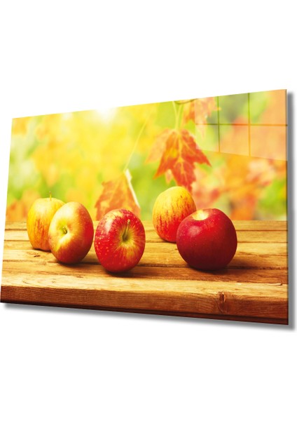 Kırmız Elmalar Cam Tablo Red Apples