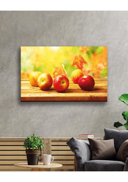 Kırmız Elmalar Cam Tablo Red Apples
