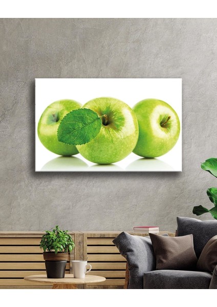 Yeşil Elmalar Cam Tablo Green Apple