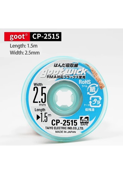 CP-3015 Tarzı Goot Cp Kalay Emme Sökme Örgü Lehim Sökücü Fitil Bga Lehimleme Teli Kalay Emme Hattı Cp (Yurt Dışından) indirimleri