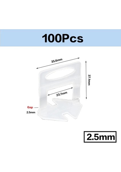 100PCS 2.5mm Klipler Tarzı El Aleti Pense Tek Kullanımlık Plastik Klipler Taban Takozları Duvar Döşeme Fayans Tesviye Sistemi Fayans Ara Parça Bulucu Kurulum Aracı (Yurt Dışından)