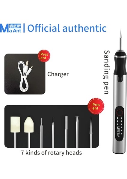 Maant D2 Stili Qıanlı Sg-02 Maant D1 Akıllı Ayarlanabilir Elektrikli Taşlama Makinesi Kesme Gravür Kalem Kablosuz Mini Anakart Parlatma Kalemi (Yurt Dışından)