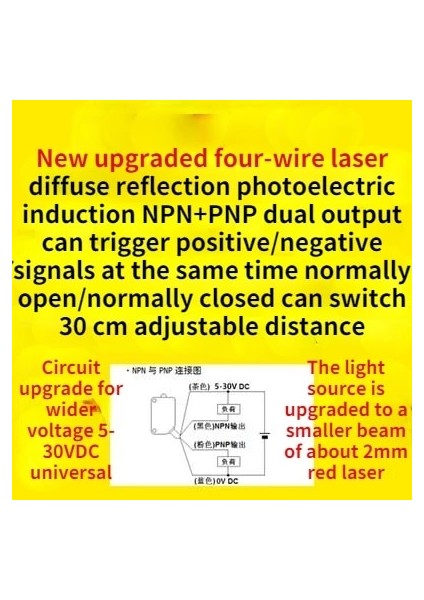 Model4 Tarzı Orijinal Küçük Hacimli Kare Lazer Fotoelektrik Anahtarı Cisimden Yansımalı Lazer Sensörü Npn Pnp Dc Üç Telli (Yurt Dışından)