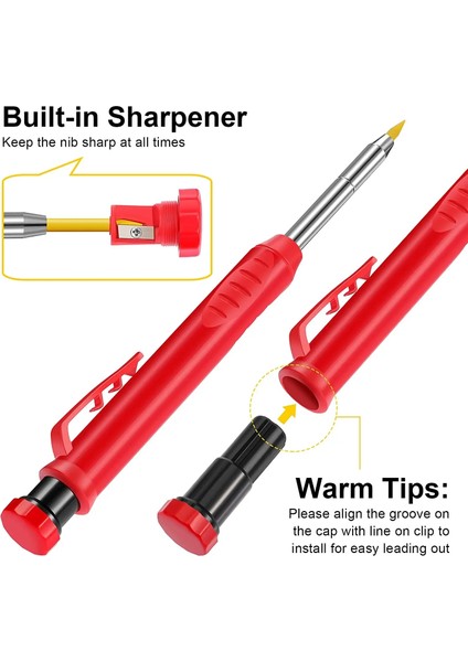 Kırmızı Stil Yeni Katı Marangoz Kalem Seti Ağaç Işleme Mekanik Kurşun Kalem 3 Renk Dolum Inşaat Markalama Aracı Marangoz Scriber Için (Yurt Dışından) indirimleri