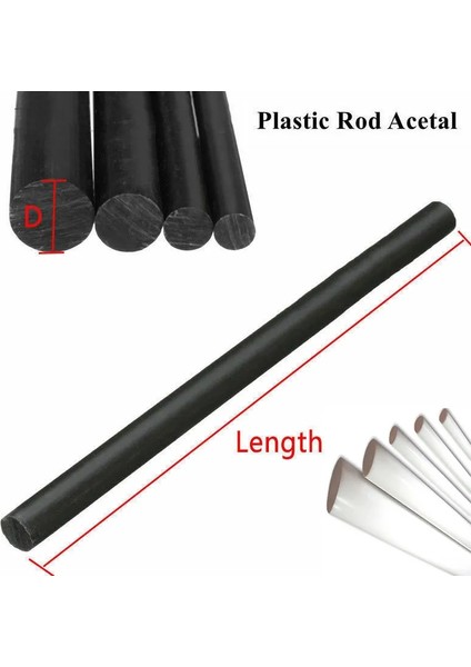 Beyaz Stil 5X100MM mm Asetal Çubuk Mühendislik Plastik Yuvarlak Çubuk Siyahbeyaz Uzunluk mm 1 Adet (Yurt Dışından)