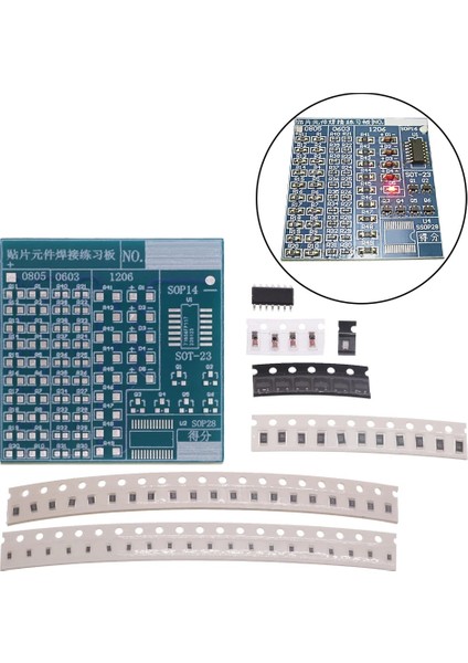 Smd Kurulu Stili Smd NE555 CD4017 Dönen Yanıp Sönen LED Bileşenleri Smt LQFP44 Lehimleme Uygulama Kurulu Electrorcuit Eğitim Paketi Dıy Kiti (Yurt Dışından)