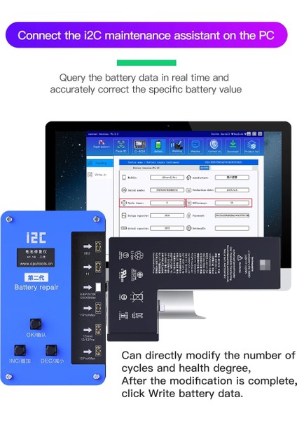 13PRO-MAX Tarzı iPhone Max Için I2C Br-13 Pil Onarım Programcısı Onarım Verileri Hatası Sağlık Uyarısı Döngü Süreleri Değiştirme (Yurt Dışından) fırsatları